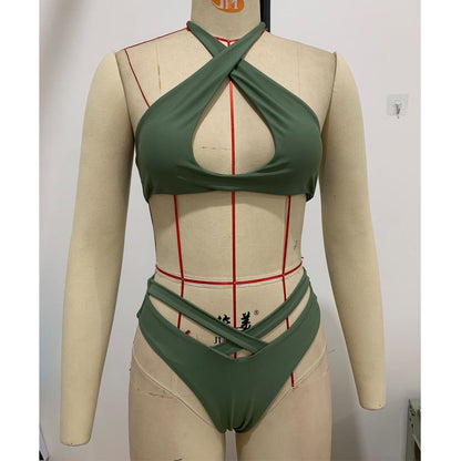 2 Piece Bandage Bathing Suit Swimwear Cut Out High Waist Bikini Cheeky Thong Bikinis New Swimsuit Bathers The Clothing Company Sydney
