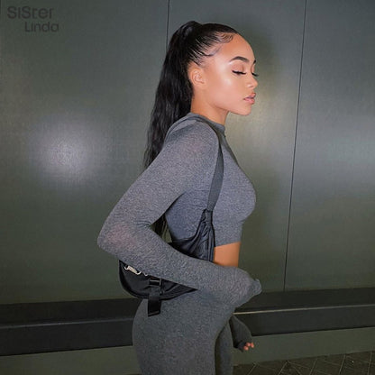 2 Piece Sporty Active Wear Matching Sets Fall Long Sleeve Tops Tees And Leggings Workout Outfits Sportwear The Clothing Company Sydney
