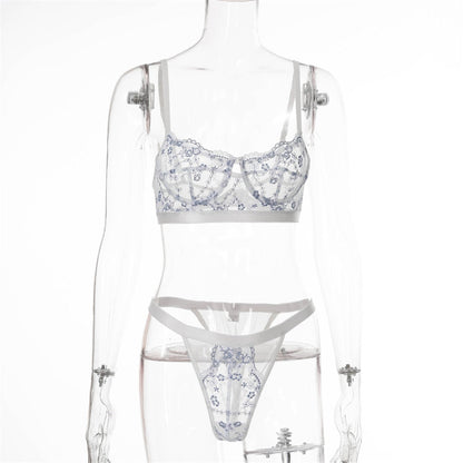 2 Piece Underwear Set Embroidery Lingerie Lace See Through Bra Set Transparent Mesh Lingerie Sexy Bra Set The Clothing Company Sydney