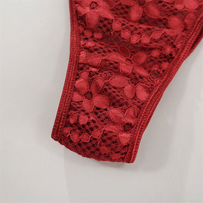 2 Piece Red Floral Embroidery Underwear Bra Panties Lace Lingerie Set Sexy See Through Bra Thong The Clothing Company Sydney