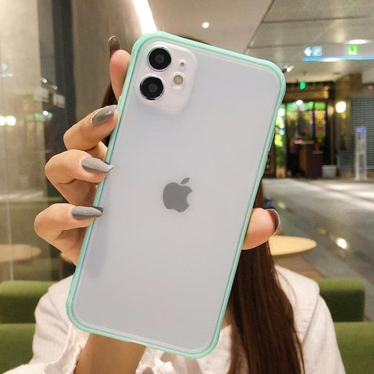 Shockproof Armor Transparent Phone Case For iPhone 12 11 Pro X Xs MAX XR 6 6s 7 8 Plus Camera Protection Candy Color Cover Case The Clothing Company Sydney