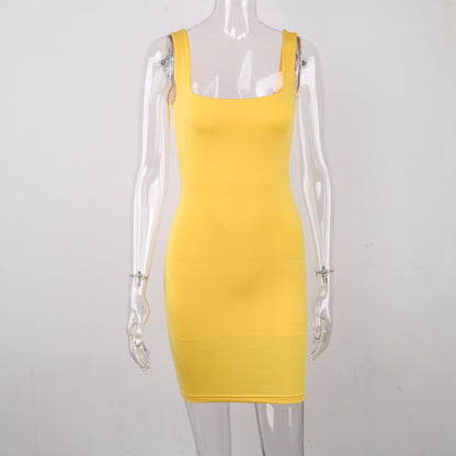 Square Neck Sleeveless Bodycon Mini Basic Summer Black Backless Party Sexy Clubwear Dresses The Clothing Company Sydney