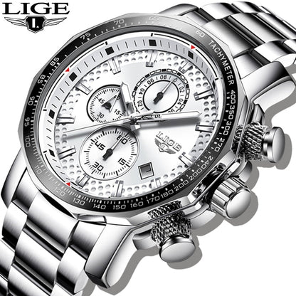 Silver Big Dial Watch Men Sport Quartz Mens Military Water Resistant Chronograph Watch The Clothing Company Sydney