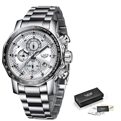 Silver Big Dial Watch Men Sport Quartz Mens Military Water Resistant Chronograph Watch The Clothing Company Sydney
