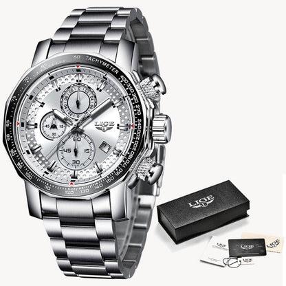 Silver Big Dial Watch Men Sport Quartz Mens Military Water Resistant Chronograph Watch The Clothing Company Sydney