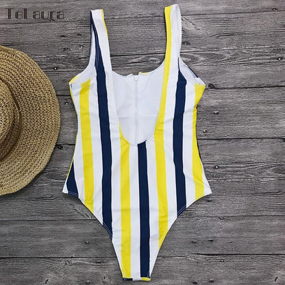Printed One Piece Swimwear Swimsuit Sexy Monokini Padded Swim Suit Retro Bodysuit Bathing Suit High Cut Beach Wear The Clothing Company Sydney