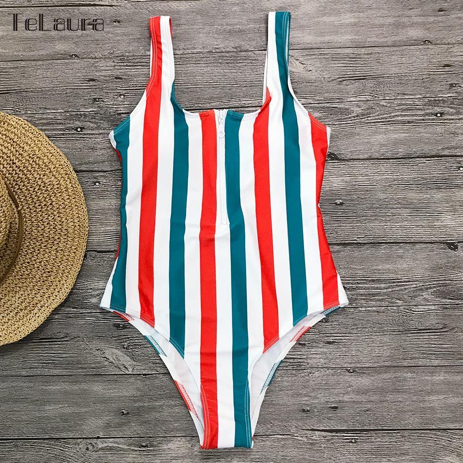 Printed One Piece Swimwear Swimsuit Sexy Monokini Padded Swim Suit Retro Bodysuit Bathing Suit High Cut Beach Wear The Clothing Company Sydney