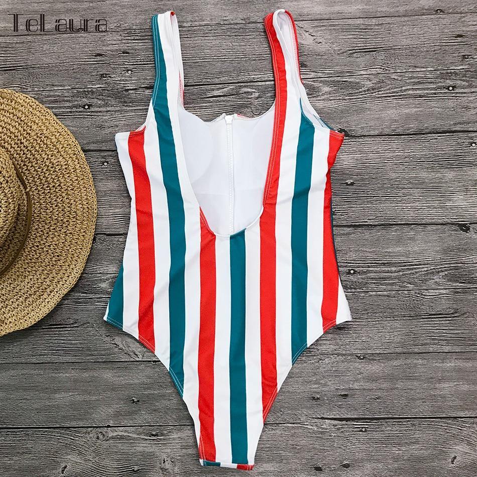 Printed One Piece Swimwear Swimsuit Sexy Monokini Padded Swim Suit Retro Bodysuit Bathing Suit High Cut Beach Wear The Clothing Company Sydney