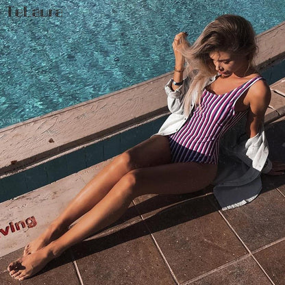 Printed One Piece Swimwear Swimsuit Sexy Monokini Padded Swim Suit Retro Bodysuit Bathing Suit High Cut Beach Wear The Clothing Company Sydney