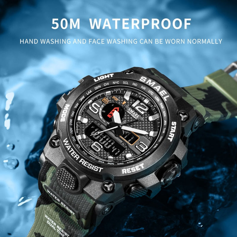 50M Water Resitant Clock Alarm 1545D Dual Display Wristwatch Quartz Military Watch Sport New Mens Watch The Clothing Company Sydney
