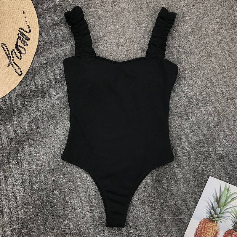 One Piece Swimsuit Wood Ear Ruffle Swimwear Push Up Monokini Bathing Suits Summer Beach Wear Swimming Suit The Clothing Company Sydney