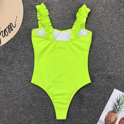 One Piece Swimsuit Wood Ear Ruffle Swimwear Push Up Monokini Bathing Suits Summer Beach Wear Swimming Suit The Clothing Company Sydney