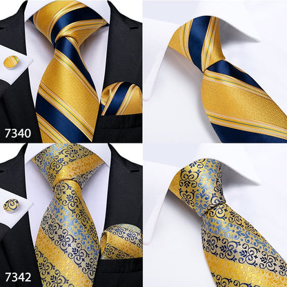 3 Piece Designer Mens Wedding Tie Gold Black Striped Silk Neck Ties Hanky Cufflinks Set The Clothing Company Sydney
