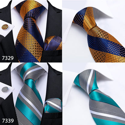3 Piece Designer Mens Wedding Tie Gold Black Striped Silk Neck Ties Hanky Cufflinks Set The Clothing Company Sydney