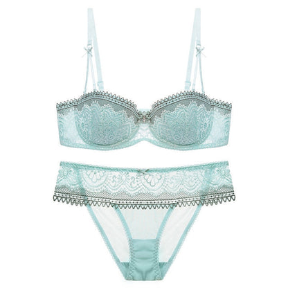 2 Piece Half Cup Ultra-Thin Lace Bra+Panty Underwear Set The Clothing Company Sydney