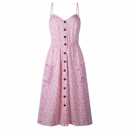 Vintage Casual Sundress Beach Midi Button Backless Polka Dot Striped Summer Boho Sexy Floral Dress The Clothing Company Sydney