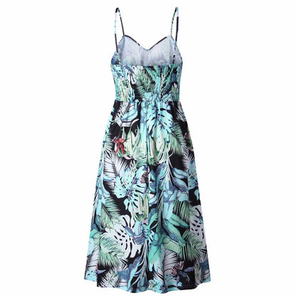 Vintage Casual Sundress Beach Midi Button Backless Polka Dot Striped Summer Boho Sexy Floral Dress The Clothing Company Sydney