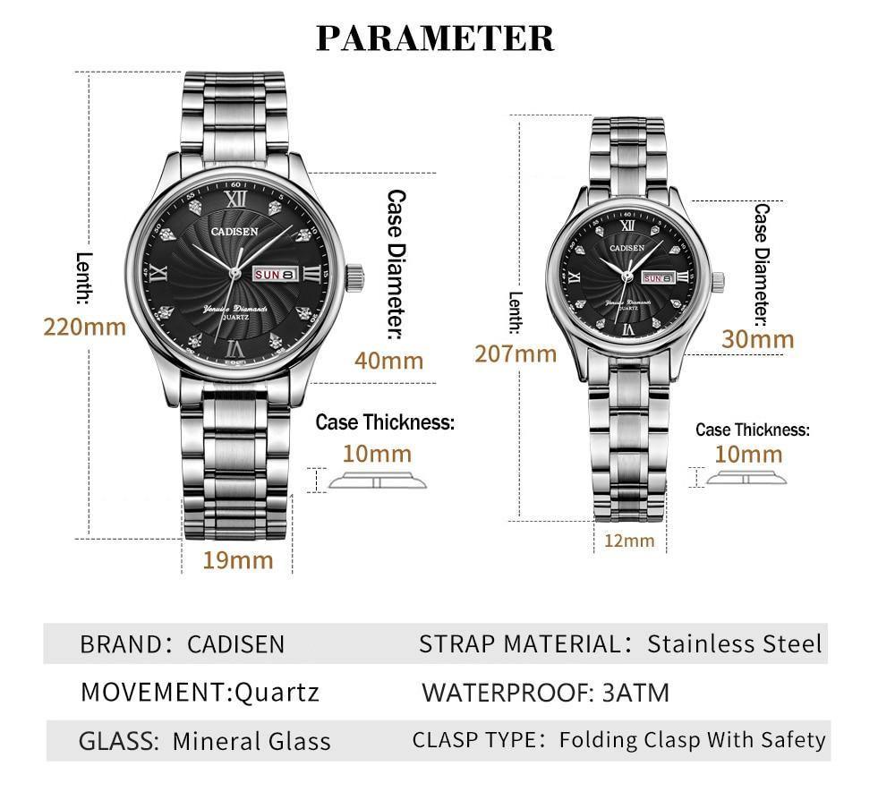 2 Pack Couple Watch Mens Quartz Watches Top Brand Luxury Ladies Dress Wristwatch Set The Clothing Company Sydney