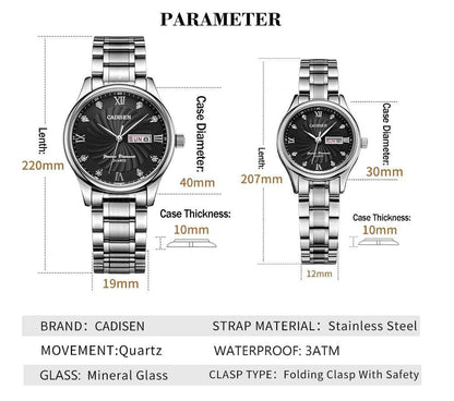 2 Pack Couple Watch Mens Quartz Watches Top Brand Luxury Ladies Dress Wristwatch Set The Clothing Company Sydney