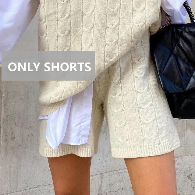 2 Piece Sleeveless Sweater Top Vest And Shorts Mini Matching Set Knitted Autumn Winter Two Piece Set Casual Oversize Jumper Suit Party Outfits The Clothing Company Sydney