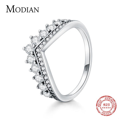 Fashion 925 Sterling Zircon Crown Finger Classic Stackable Silver Jewellery Ring The Clothing Company Sydney