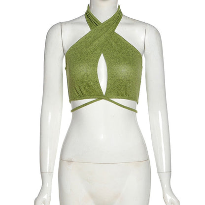 Bandage Halter Crop Sleeveless Backless Club Party Chic Wrap Cropped Slim Streetwear Top The Clothing Company Sydney