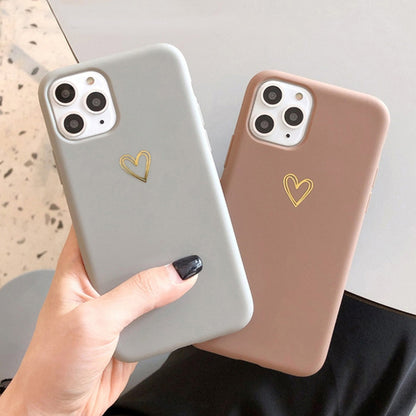 Heart Print Phone Case For iPhone 12 Mini 11 Pro Max XR XS Max 6 7 8 Plus X Candy Color Simple Soft Silicon Back Cover The Clothing Company Sydney