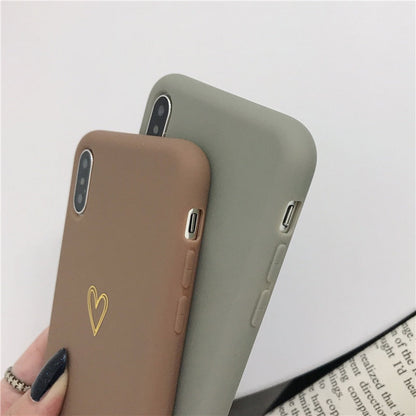 Heart Print Phone Case For iPhone 12 Mini 11 Pro Max XR XS Max 6 7 8 Plus X Candy Color Simple Soft Silicon Back Cover The Clothing Company Sydney