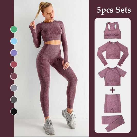 5 Piece Fitness Yoga Pants Leggings Gym Clothing Women's Sportswear Sports  Set Top Tights Sport Bra Set The Clothing Company Sydney