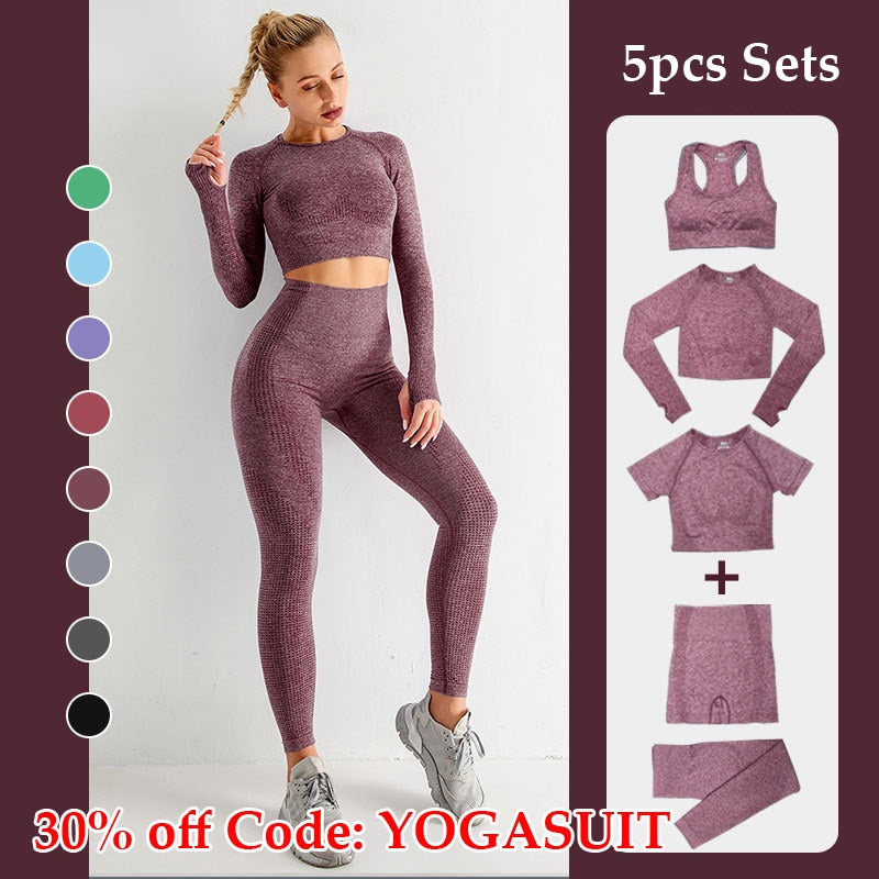 5 Piece Fitness Yoga Pants Leggings Gym Clothing Women's Sportswear Sports  Set Top Tights Sport Bra Set The Clothing Company Sydney