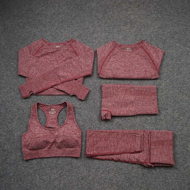 5 Piece Fitness Yoga Pants Leggings Gym Clothing Women's Sportswear Sports  Set Top Tights Sport Bra Set The Clothing Company Sydney