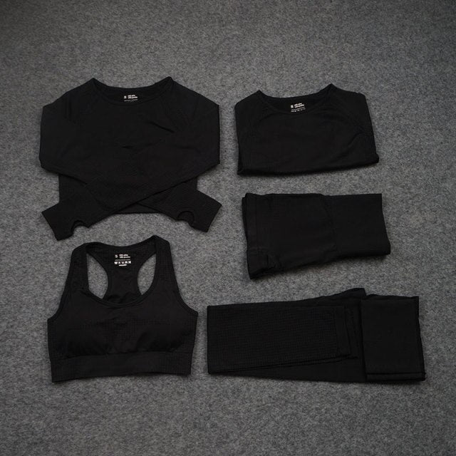 5 Piece Fitness Yoga Pants Leggings Gym Clothing Women's Sportswear Sports  Set Top Tights Sport Bra Set The Clothing Company Sydney