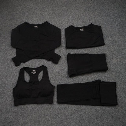 5 Piece Fitness Yoga Pants Leggings Gym Clothing Women's Sportswear Sports  Set Top Tights Sport Bra Set The Clothing Company Sydney