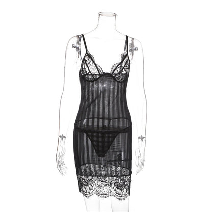 Sleeveless Sheath One-Step Hips Above Knee Fashion Lady Club Sexy See Through Lace Mini Dress The Clothing Company Sydney