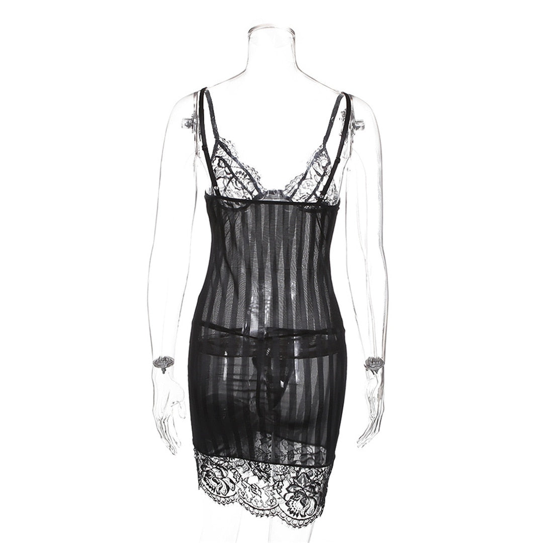 Sleeveless Sheath One-Step Hips Above Knee Fashion Lady Club Sexy See Through Lace Mini Dress The Clothing Company Sydney