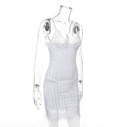 Sleeveless Sheath One-Step Hips Above Knee Fashion Lady Club Sexy See Through Lace Mini Dress The Clothing Company Sydney