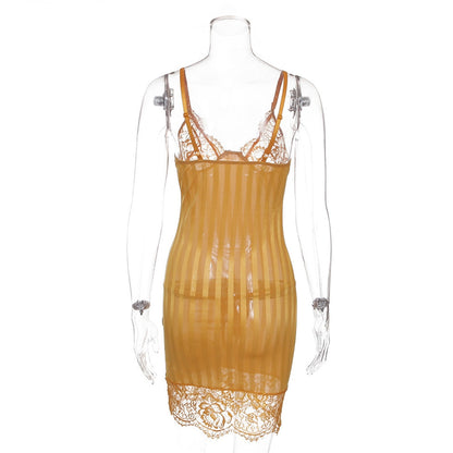 Sleeveless Sheath One-Step Hips Above Knee Fashion Lady Club Sexy See Through Lace Mini Dress The Clothing Company Sydney