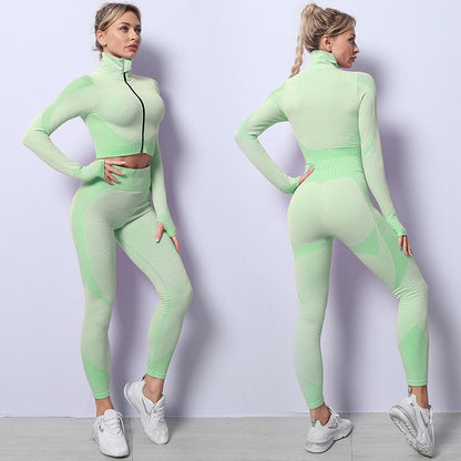 2/3 Piece Seamless Women Yoga Set Workout Sportswear Gym Clothing Fitness Long Sleeve Crop Top High Waist Leggings Sports Suits The Clothing Company Sydney