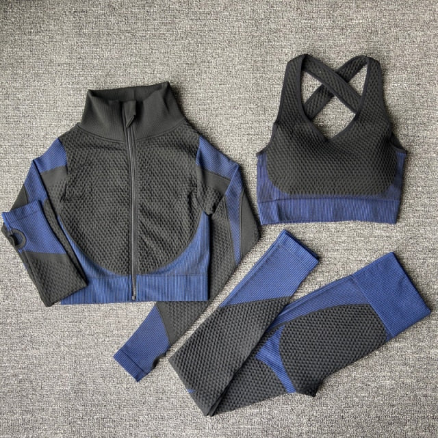 2/3 Piece Seamless Women Yoga Set Workout Sportswear Gym Clothing Fitness Long Sleeve Crop Top High Waist Leggings Sports Suits The Clothing Company Sydney