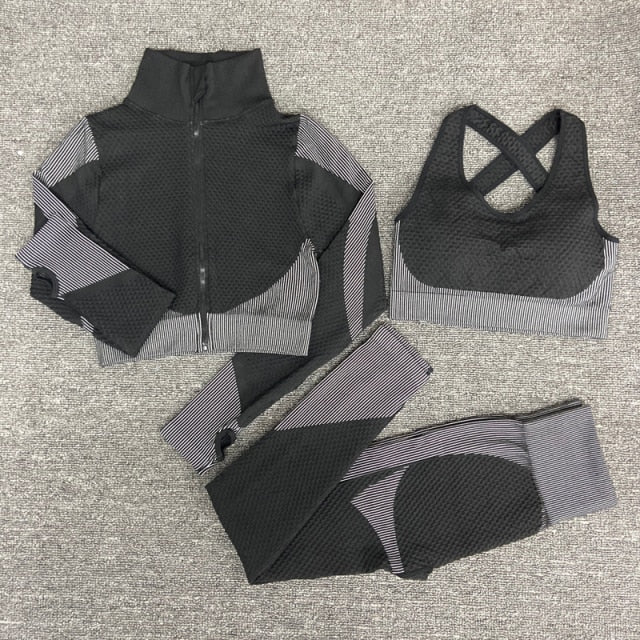 2/3 Piece Seamless Women Yoga Set Workout Sportswear Gym Clothing Fitness Long Sleeve Crop Top High Waist Leggings Sports Suits The Clothing Company Sydney