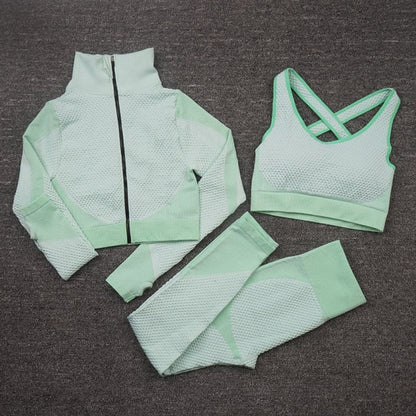 2/3 Piece Seamless Women Yoga Set Workout Sportswear Gym Clothing Fitness Long Sleeve Crop Top High Waist Leggings Sports Suits The Clothing Company Sydney