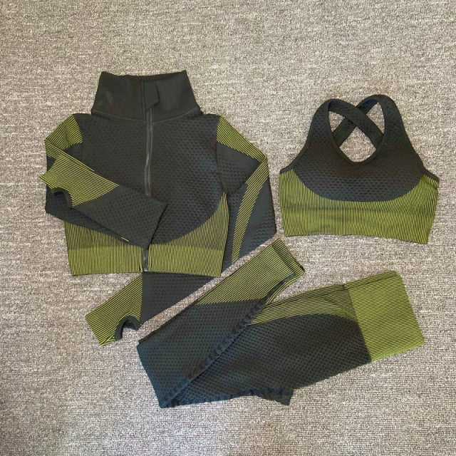 2/3 Piece Seamless Women Yoga Set Workout Sportswear Gym Clothing Fitness Long Sleeve Crop Top High Waist Leggings Sports Suits The Clothing Company Sydney