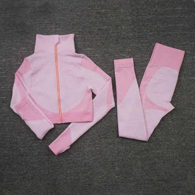 2/3 Piece Seamless Women Yoga Set Workout Sportswear Gym Clothing Fitness Long Sleeve Crop Top High Waist Leggings Sports Suits The Clothing Company Sydney