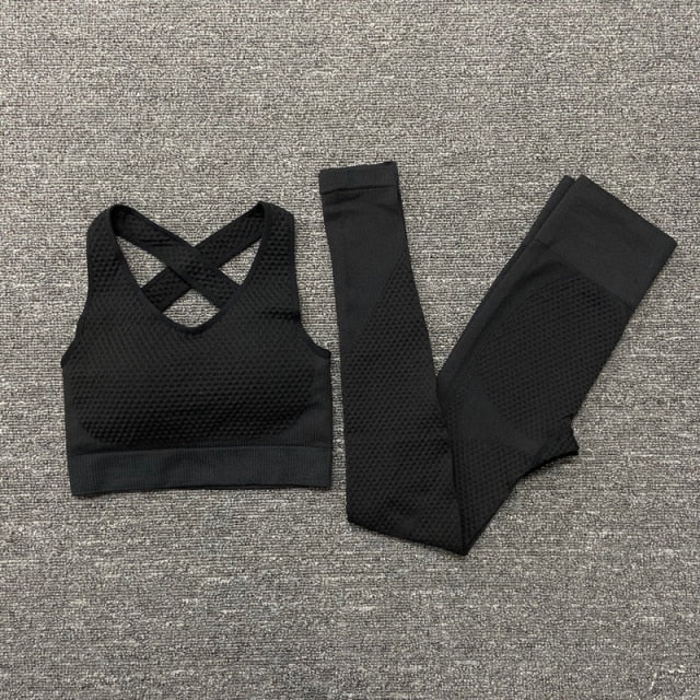 2/3 Piece Seamless Women Yoga Set Workout Sportswear Gym Clothing Fitness Long Sleeve Crop Top High Waist Leggings Sports Suits The Clothing Company Sydney