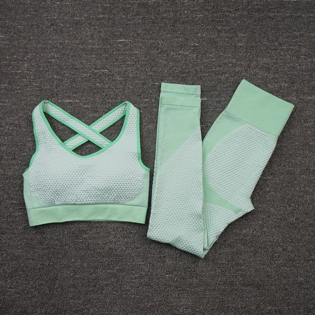 2/3 Piece Seamless Women Yoga Set Workout Sportswear Gym Clothing Fitness Long Sleeve Crop Top High Waist Leggings Sports Suits The Clothing Company Sydney
