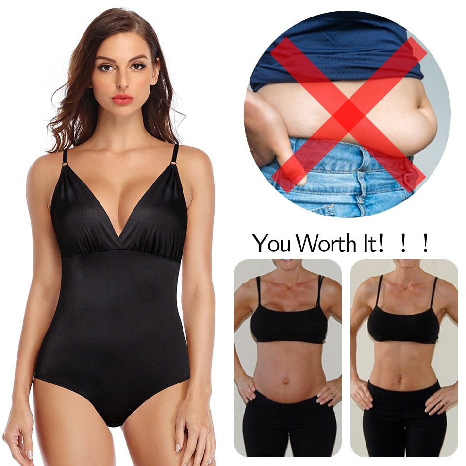 Shapewear Bodysuits Seamless Deep V Neck Bodysuit Smooth Slip Crop Tops Tummy Control Body Shaper Underwear The Clothing Company Sydney
