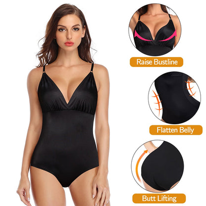 Shapewear Bodysuits Seamless Deep V Neck Bodysuit Smooth Slip Crop Tops Tummy Control Body Shaper Underwear The Clothing Company Sydney