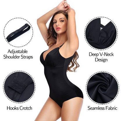 Shapewear Bodysuits Seamless Deep V Neck Bodysuit Smooth Slip Crop Tops Tummy Control Body Shaper Underwear The Clothing Company Sydney