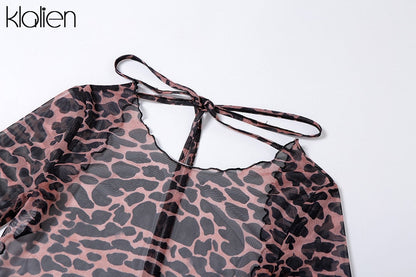 Autumn Fashion Sexy Hollow Out Backless Leopard Print Casual Street Party Vacation Beach Bodycon Dress The Clothing Company Sydney