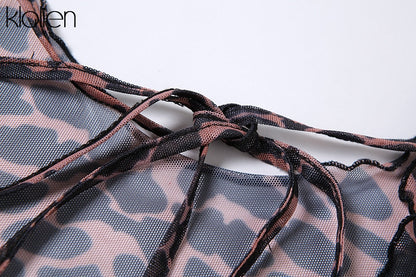 Autumn Fashion Sexy Hollow Out Backless Leopard Print Casual Street Party Vacation Beach Bodycon Dress The Clothing Company Sydney